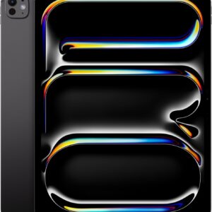 جهاز Apple iPad Pro مقاس 13 بوصة (M5): شاشة Ultra Retina XDR، سعة تخزين 256 جيجابايت، كاميرا أمامية أفقية بدقة 12 ميجابكسل وكاميرا خلفية بدقة 12 ميجابكسل، ماسح LiDAR، اتصال Wi-Fi 7 مع شريحة Apple N1، تقنية Face ID، وبطارية تدوم طوال اليوم.